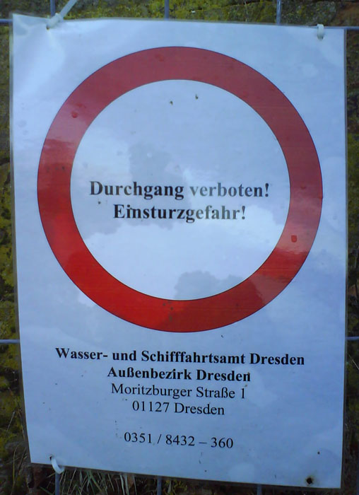 Verbotsschild des Wasser- und Schifffahrtsamtes (Foto: F. Philipp)