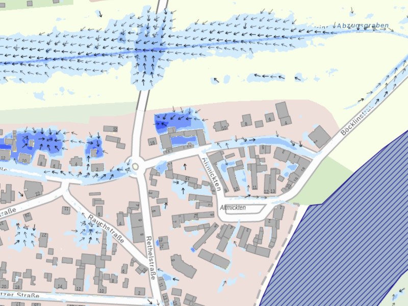 Auszug Karte Überflutungstiefe