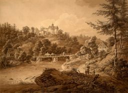 Burg Rauenstein gesehen vom Flussrand (1800)